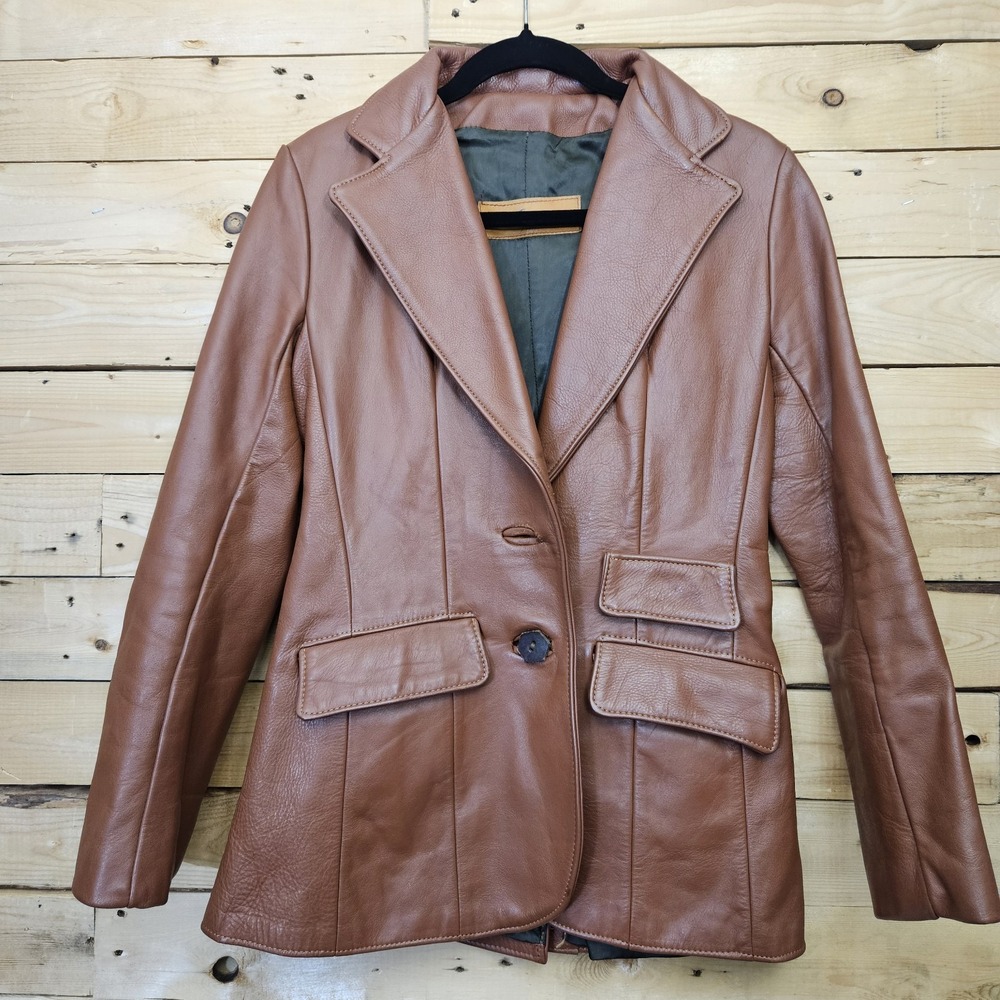 Vintage Walter Dyer Leather Jacket Women's Size 10 1970s Caramel Brown Fitted